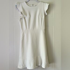 She + Sky Cream Flutter Sleeve Sheath Dress